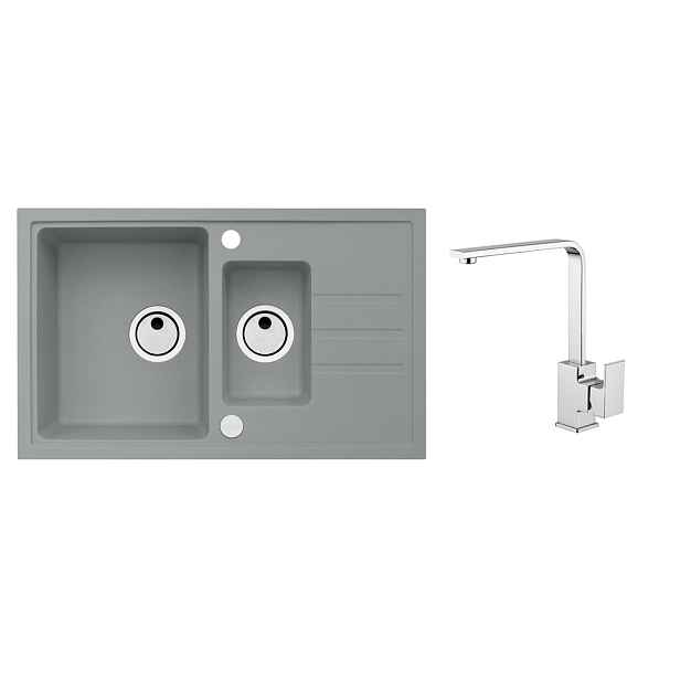 Alveus SET ALVEUS Intermezzo 70/81 + BATERIE RENO obdélníkový granitový dřez 780 x 480 mm v setu s baterií