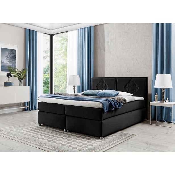 Boxspringová postel AUGUSTA - 120x200, černá + topper ZDARMA
