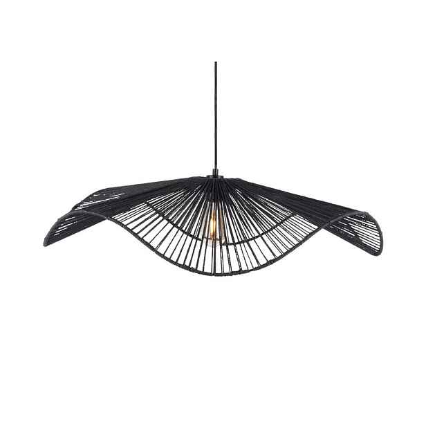 Černé kovové závěsné svítidlo se stínidlem z papírového výpletu ø 80 cm Sombra – Leitmotiv