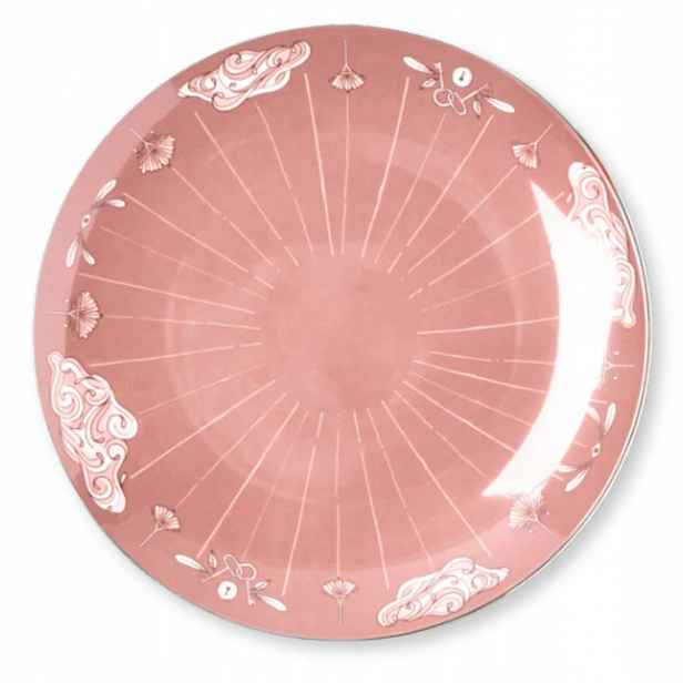 Servírovací talíř Westwing Mystic, ručně malovaná keramika, růžový, 31 cm