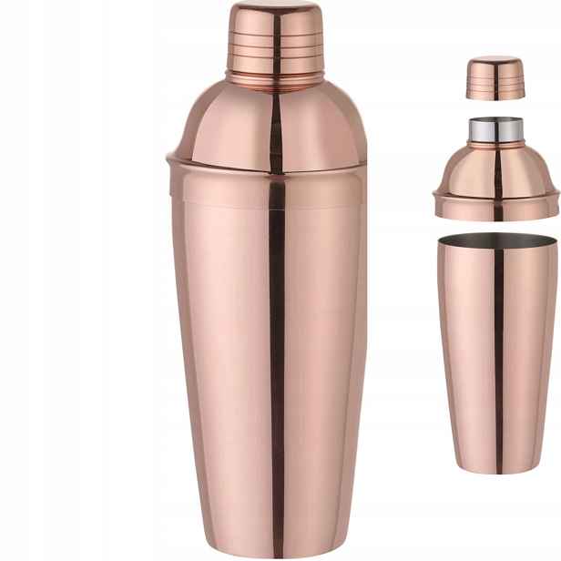 Shaker BarUp 3-dílný Cobbler na nápoje a koktejly 0,8 l měděný