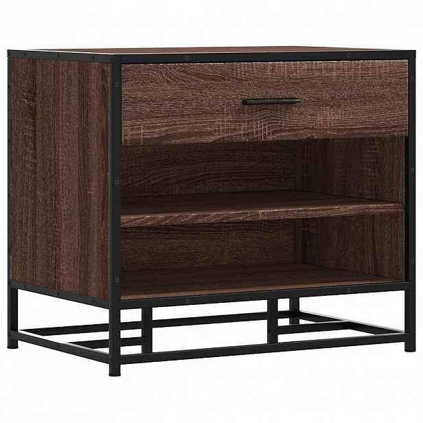vidaXL Lavice s botníkem hnědý dub 60x40x53,5 cm kompozit a kovu