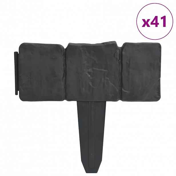 vidaXL Travní lem kamenný vzhled 41 ks plast 10 m
