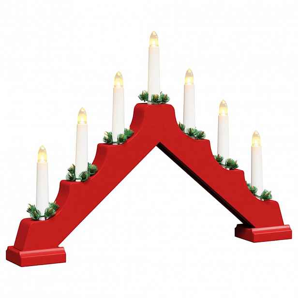 vidaXL Vánoční svíčkový most s 7 LED diodami Červená 39.5 x 5 x 29 cm