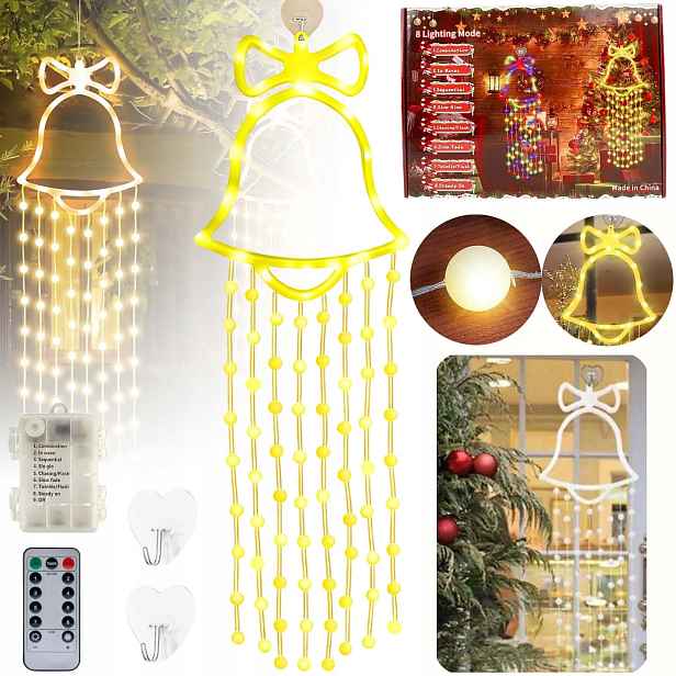 Led Zvonek Svítící Na Baterie, Vánoční Dekorace, 8 Režimů Osvětlení