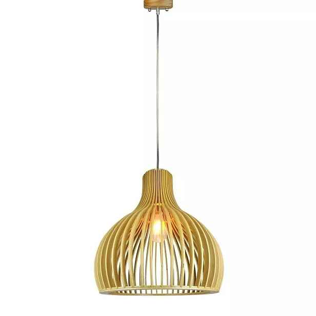 Závěsná lampa dřevěná světlé dřevo kulatá 45 cm do obývacího pokoje ložnice V-tac