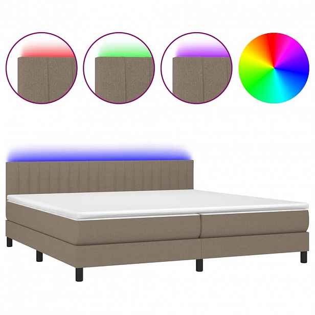 vidaXL Box spring postel s matrací a LED taupe 200x200 cm textil
