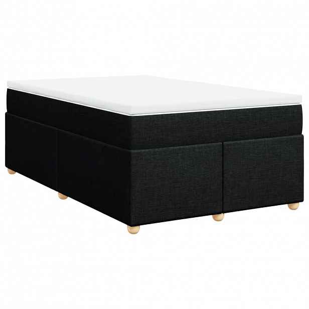 vidaXL Box spring postel s matrací černá 120x200 cm textil