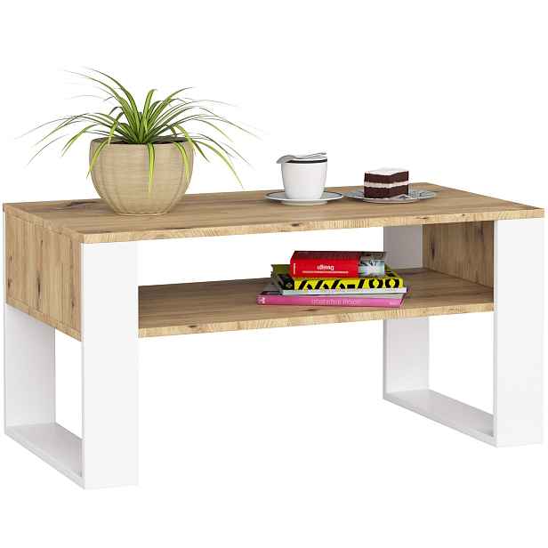 Ak furniture Konferenční stolek DOMI dub artisan/bílý