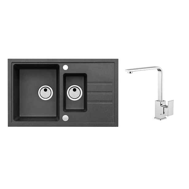 Alveus SET ALVEUS Intermezzo 70/91 + BATERIE RENO obdélníkový granitový dřez 780 x 480 mm v setu s baterií
