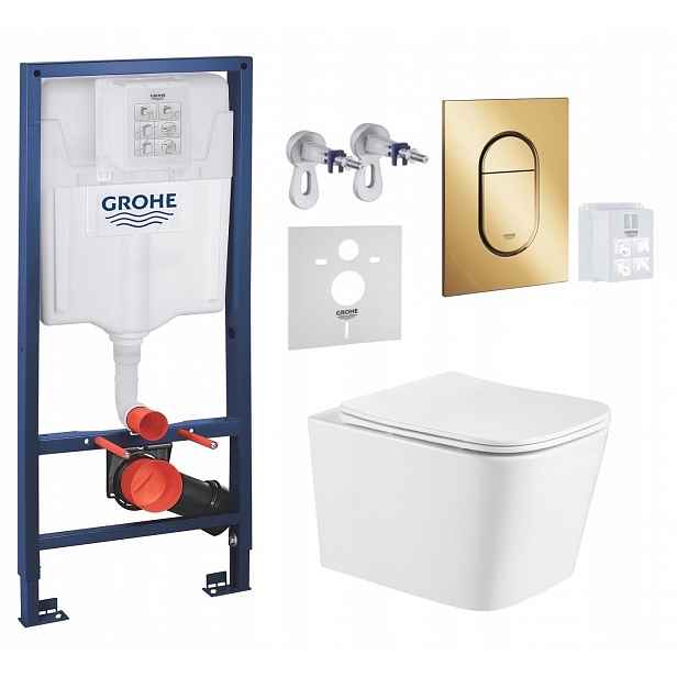 Grohe Wc stojan Rapid Sl s mísou Alba Tornado a zlatým tlačítkem