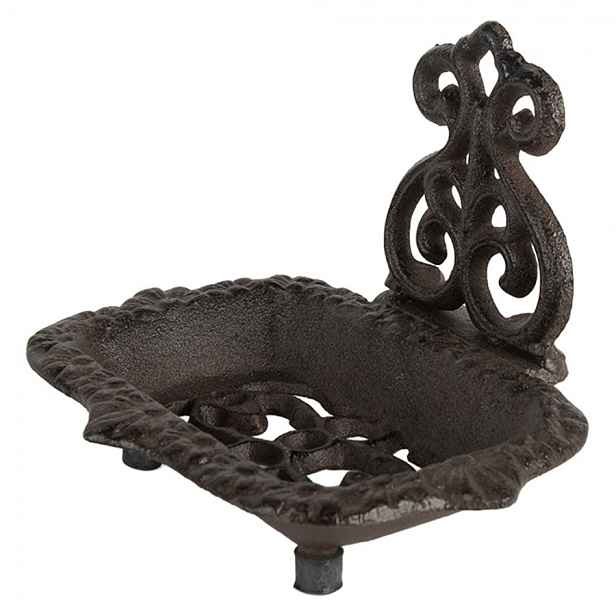 Hnědá antik litinová mýdlenka s ornamentem - 15*11*11 cm Clayre & Eef