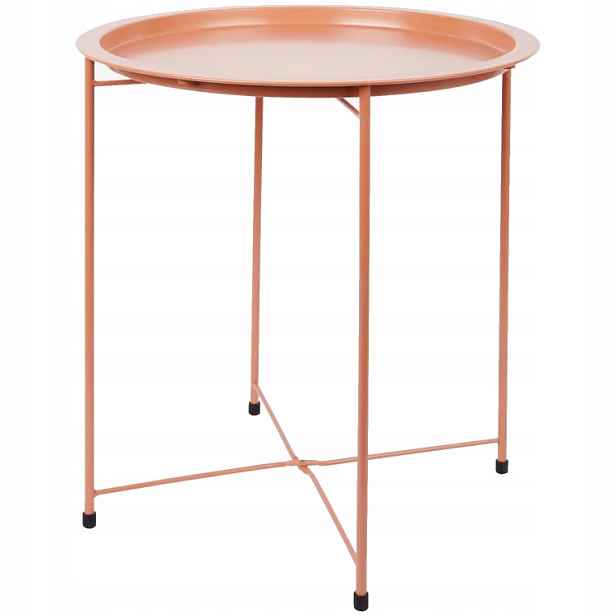 Kávový Stolek Kulatý Skládací Kovový Loft 46 CM, Odnímatelná Cihlová Deska