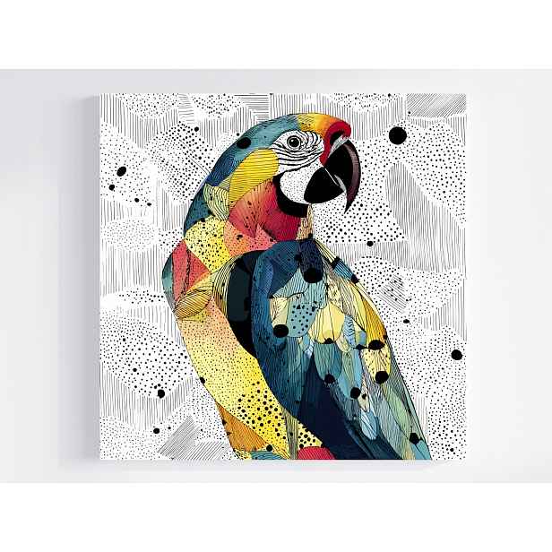 Obraz Na Plátně Canvas Grafika Pop Art Koláž Pták Barevný Papoušek 50x50