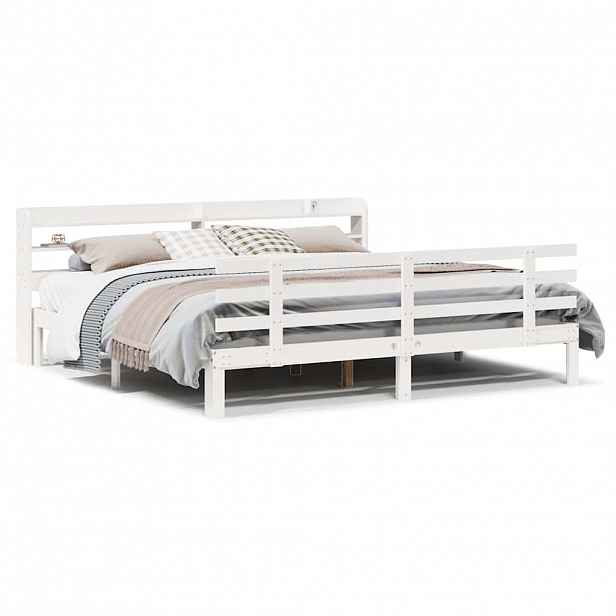 vidaXL Rám postele s čelem bez matrace bílý 200x200 cm