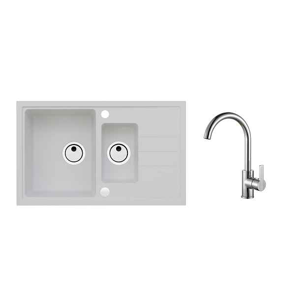 Alveus SET ALVEUS Intermezzo 70/11 + BATERIE TONIA Chrom obdélníkový granitový dřez 780 x 480 mm v setu s baterií