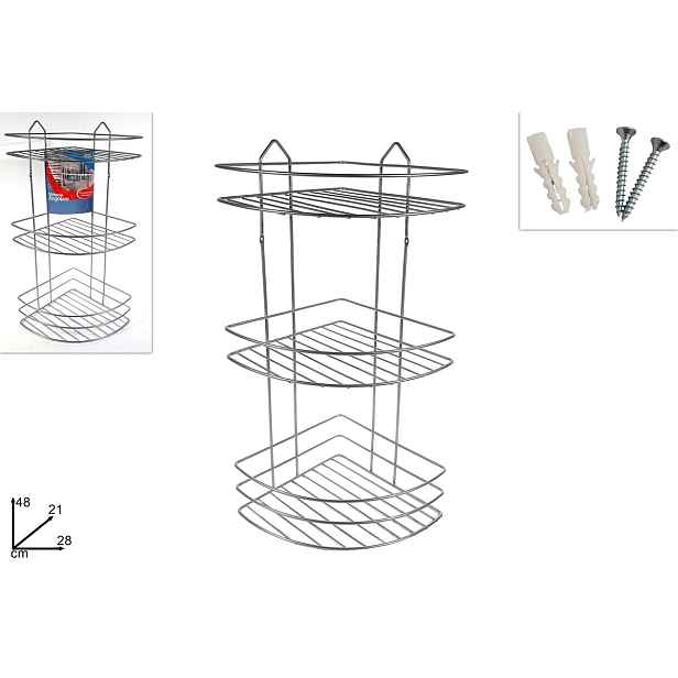 PROHOME - Polička rohová 20,5x20,5x48,5cm 3 patra