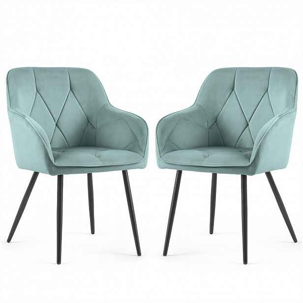 RAUMHIRSCH FURNITURE ČALOUNĚNÁ ŽIDLE, sada 2 ks, kovové nohy, tyrkysová 54,5/82,5/58