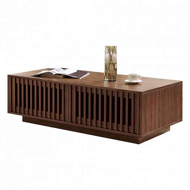 STILVORA KONFERENČNÍ STŮL v ořechové barvě se 2 dvířky a prolamovaným designem, 100×50×35 cm