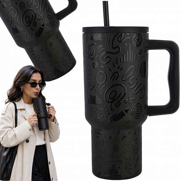 Termohrnek S Rukojetí S Brčkem 900 ml na teplé studené nápoje do 12 h, velký