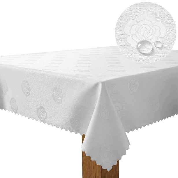 Ubrus odolný proti skvrnám Bílý 160 x 480 cm Polský Elegantní Vzor Růže Obývací pokoj