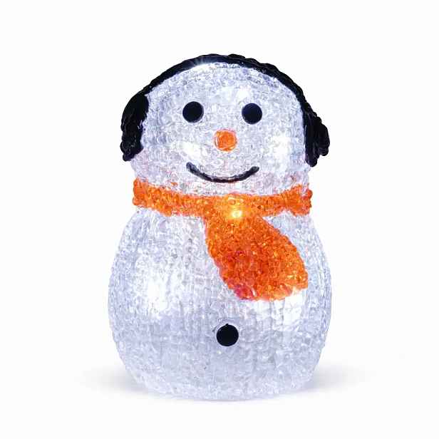 3D LED světelný sněhulák, 15 cm, na baterie, hliník