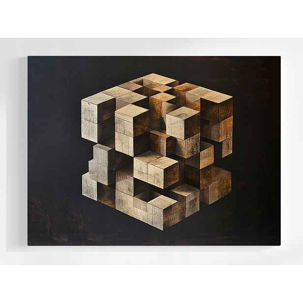 Plakát Abstrakce Kostka Krychle Puzzle Iluze 3D 100x75