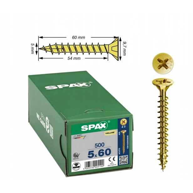 Univerzální šroub na dřevo yello-x (zlatý) spax 5 x 60 mm 500 ks
