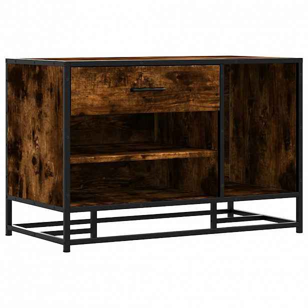 vidaXL Lavice s botníkem kouřový dub 80x40x53,5 cm kompozit a kovu