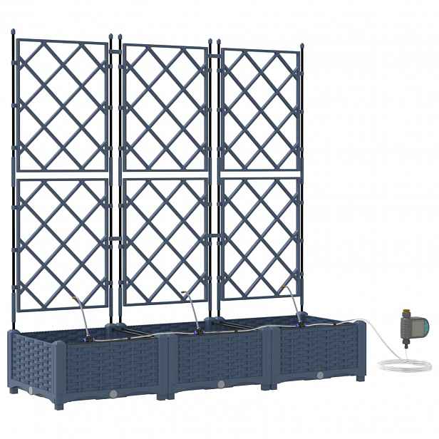 vidaXL Zahradní pěstebník 3 ks Šedá 120 x 40 x 126 cm PP