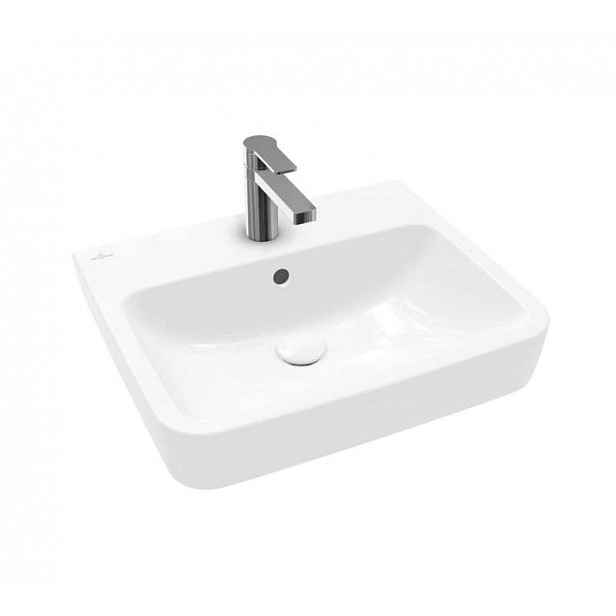 Villeroy & Boch O.novo - Umyvadlo 55x46 cm, s přepadem, otvor pro baterii, CeramicPlus, alpská bílá 4A4155R1