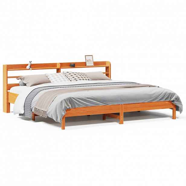 vidaXL Postel bez matrace voskově hnědá 200 x 200 cm masivní borovice