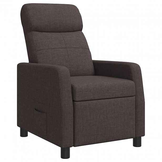 vidaXL Křeslo s funkcí ležení Tmavě hnědá Textil