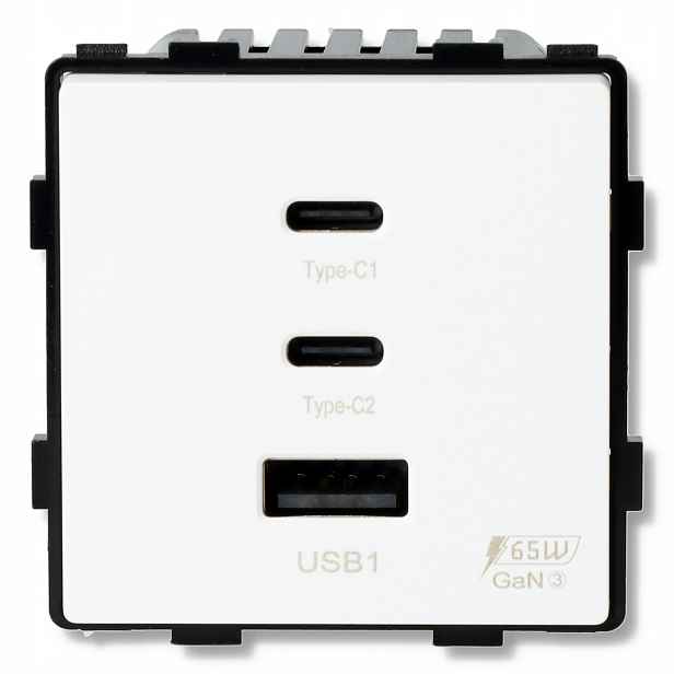 Modul Rychlá Nabíječka Usb A 2xC 65W DC Smart Home Vložka Do Rámečků Bílá