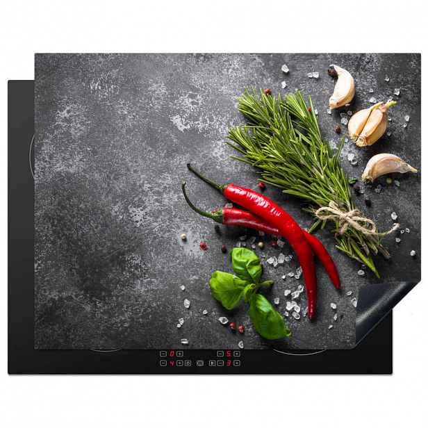 MuchoWow KRYT NA INDUKČNÍ DESKU Pepř - Bylinky - Koření - Beton 77x59 cm