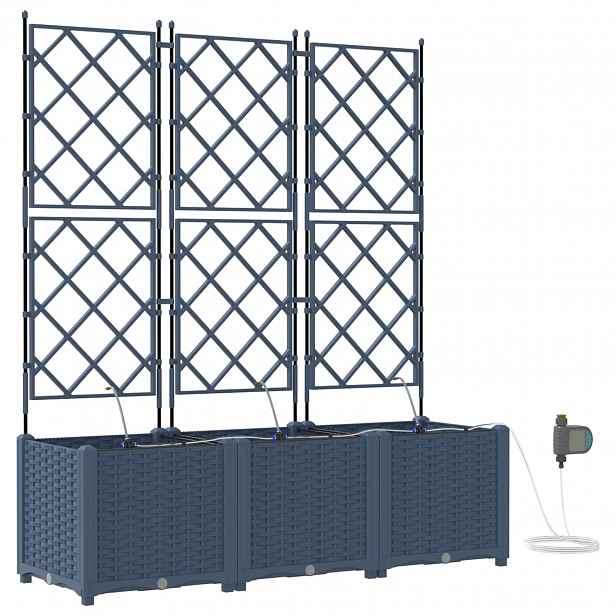 vidaXL Zahradní pěstebník 3 ks Šedá 120 x 40 x 142 cm PP