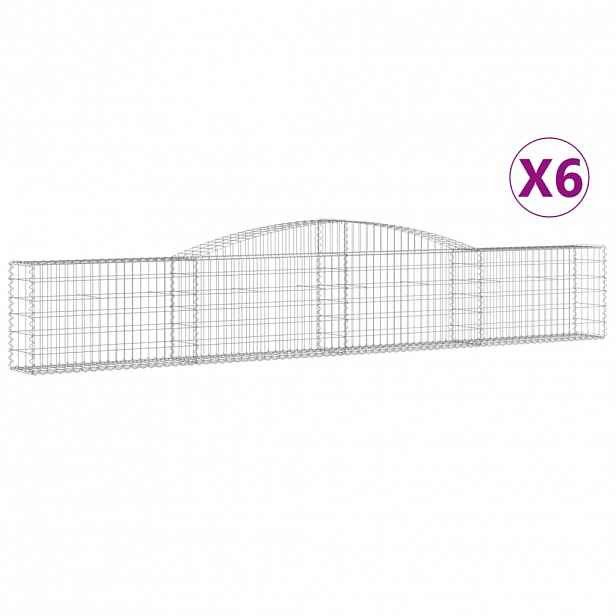 vidaXL Klenuté gabionové koše 6 ks 400x30x60/80 cm pozinkované železo