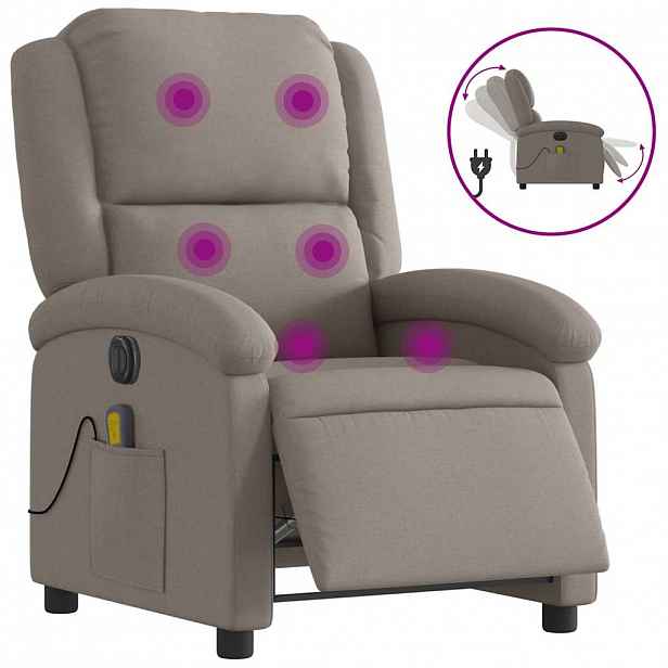 vidaXL Elektrické masážní polohovací křeslo taupe textil