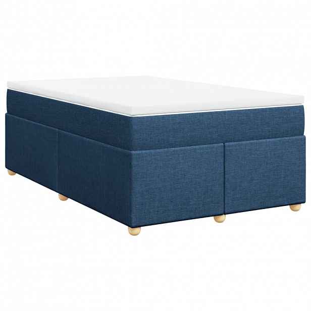 vidaXL Box spring postel s matrací modrá 120x200 cm textil