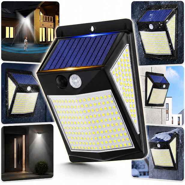 4x Solární pouliční lampa Široký úhel 270° IP65 6W Snímač pohybu soumraku
