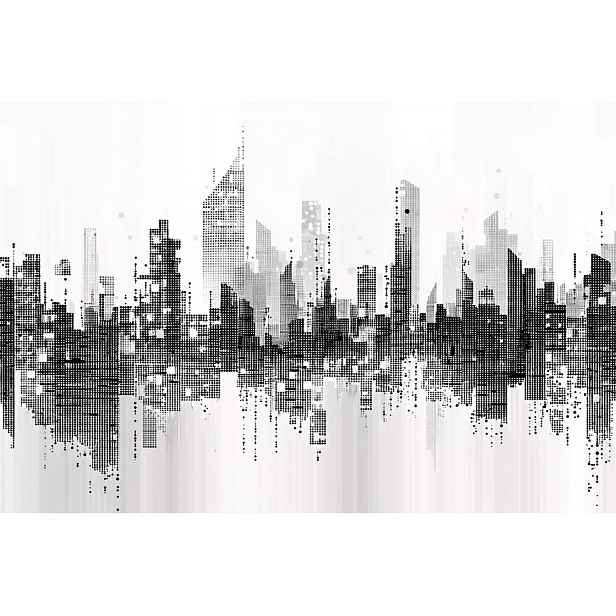 Fototapeta Flizelina Grafika B&w Město Panorama Mrakodrapy 368x254 130g