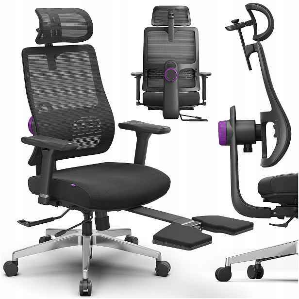 Kancelářská židle s podnožkou Ergonomická 136 kg Spacetronik otočná černá