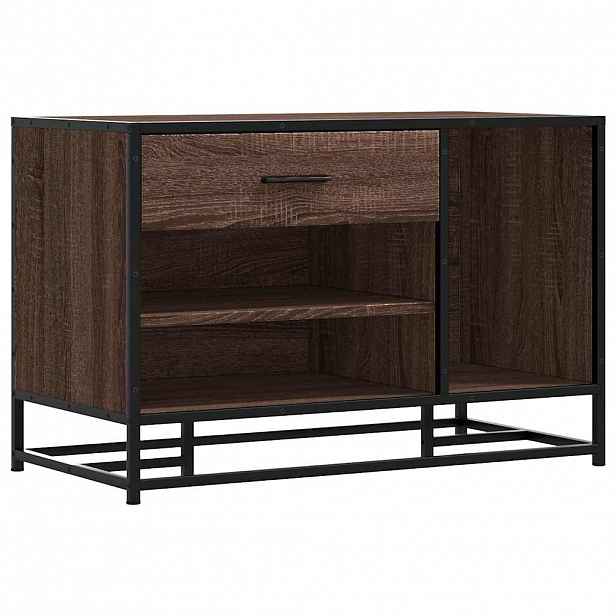 vidaXL Lavice s botníkem hnědý dub 80x40x53,5 cm kompozit a kovu