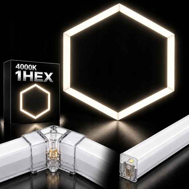 Bílý stropní panel HEX1 Led 42W garáž detailing 4000K 92x79 Cm