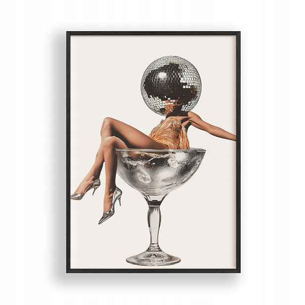 Obraz Disco Martini Glamour Plakát Rámeček Dřevěný Černý 30x42 cm