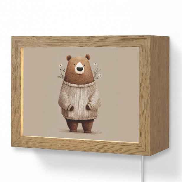 OnlyWow NÁSTĚNNÁ LAMPA Medvěd - Bílé květy - Cosy 20x15 cm