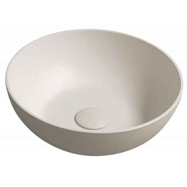 Sapho Formigo - Umyvadlo na desku průměr 39 cm, bez přepadu, bez otvoru pro baterii, matná písková FG314