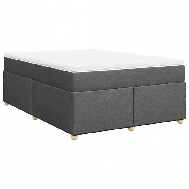 vidaXL Box spring postel s matrací tmavě šedý 140 x 190 cm textil