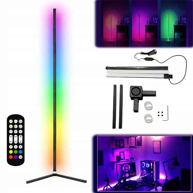 Led Podlahová Lampa Rgb 10W Stmívatelná Barevná Stojací Lampa