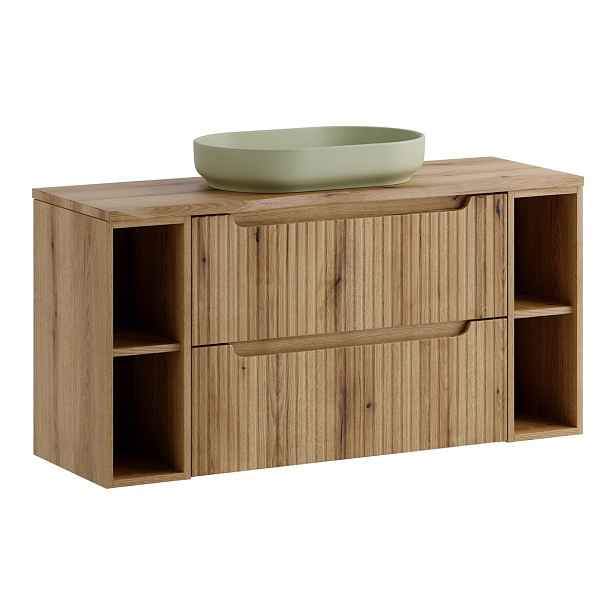 Comad Závěsná skříňka Nova River s deskou a umyvadlem 120 cm dub coast evoke